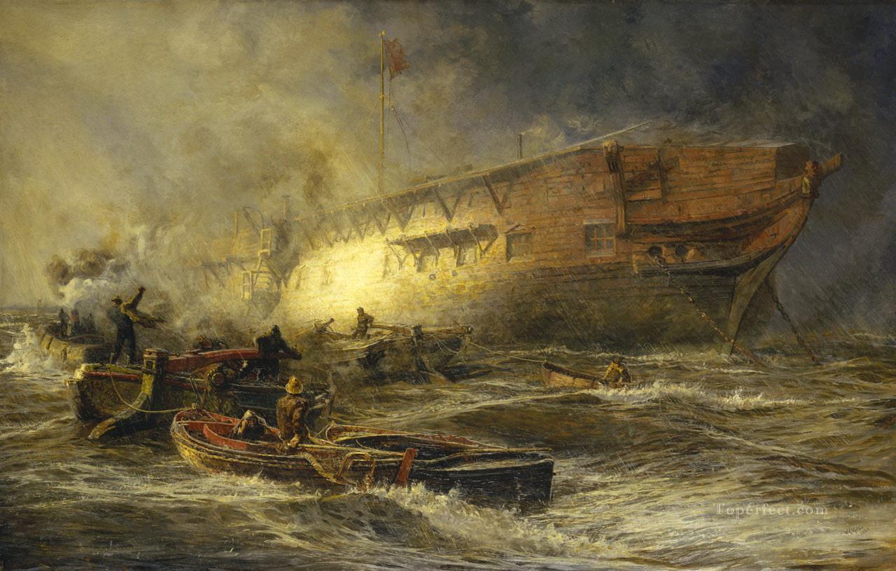 sea fight battleships Oil Paintings